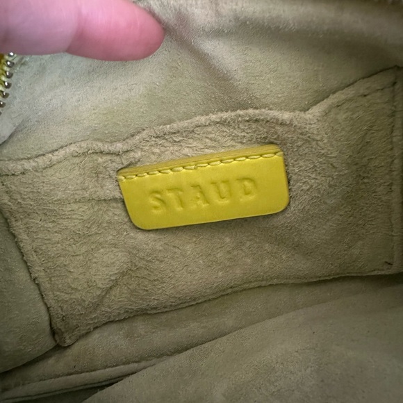 STAUD Bean Ruched Leather Convertible Bag in Citron - Picture 10 of 13